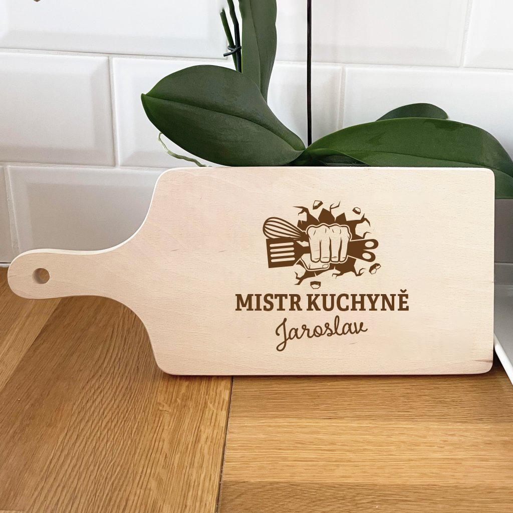 Dřevěné prkénko Mistr kuchyně (jméno na přání)