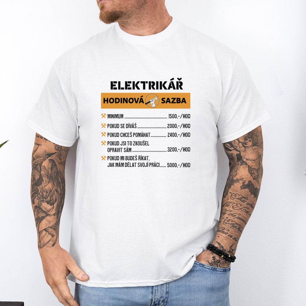 Pánské tričko Hodinová sazba - elektrikář