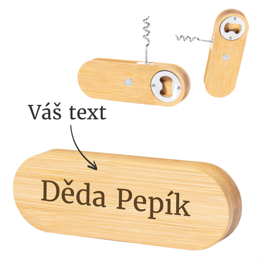 Bambusový otvírák s magnetem a vlastním textem
