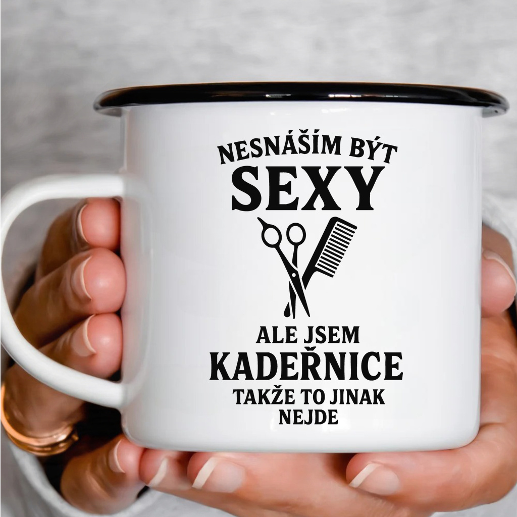 Smaltový plecháček - Sexy kadeřnice