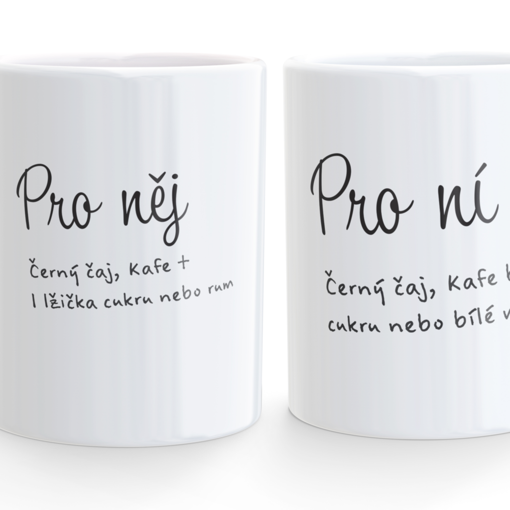 Vlastní potisk - párové hrnečky Pro ní, Pro něj
