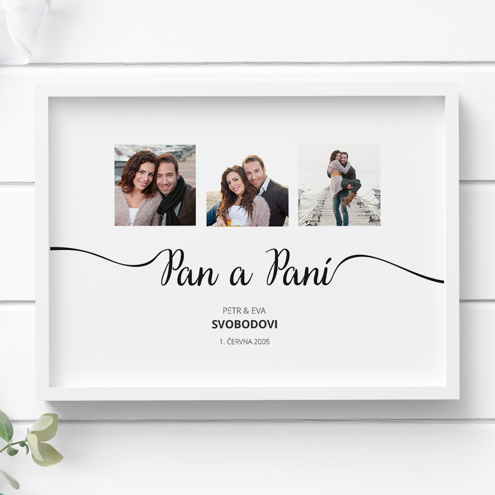 Obraz na zeď - Pan a Paní s vlastními fotkami a textem