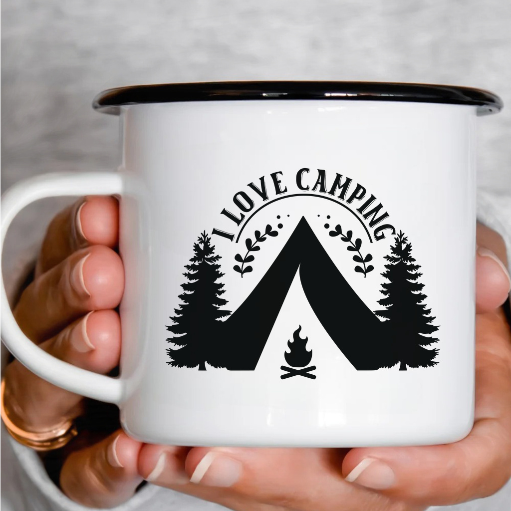 Smaltový plecháček - Love Camping