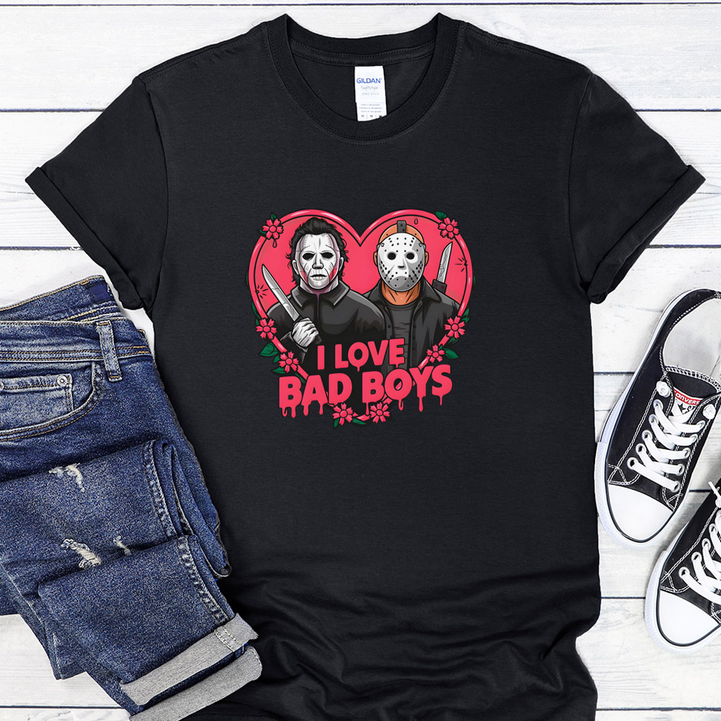 Dámské / Pánské tričko - Michael Myers & Jason Voorhees I Love Bad Boys
