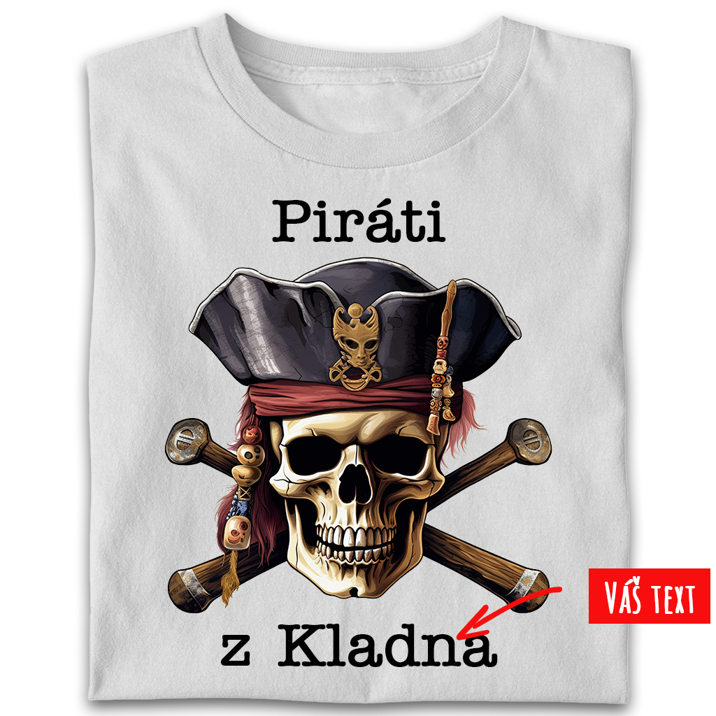 Dámské tričko vodácké - Piráti z ..... (vlastní text vpředu i vzadu)