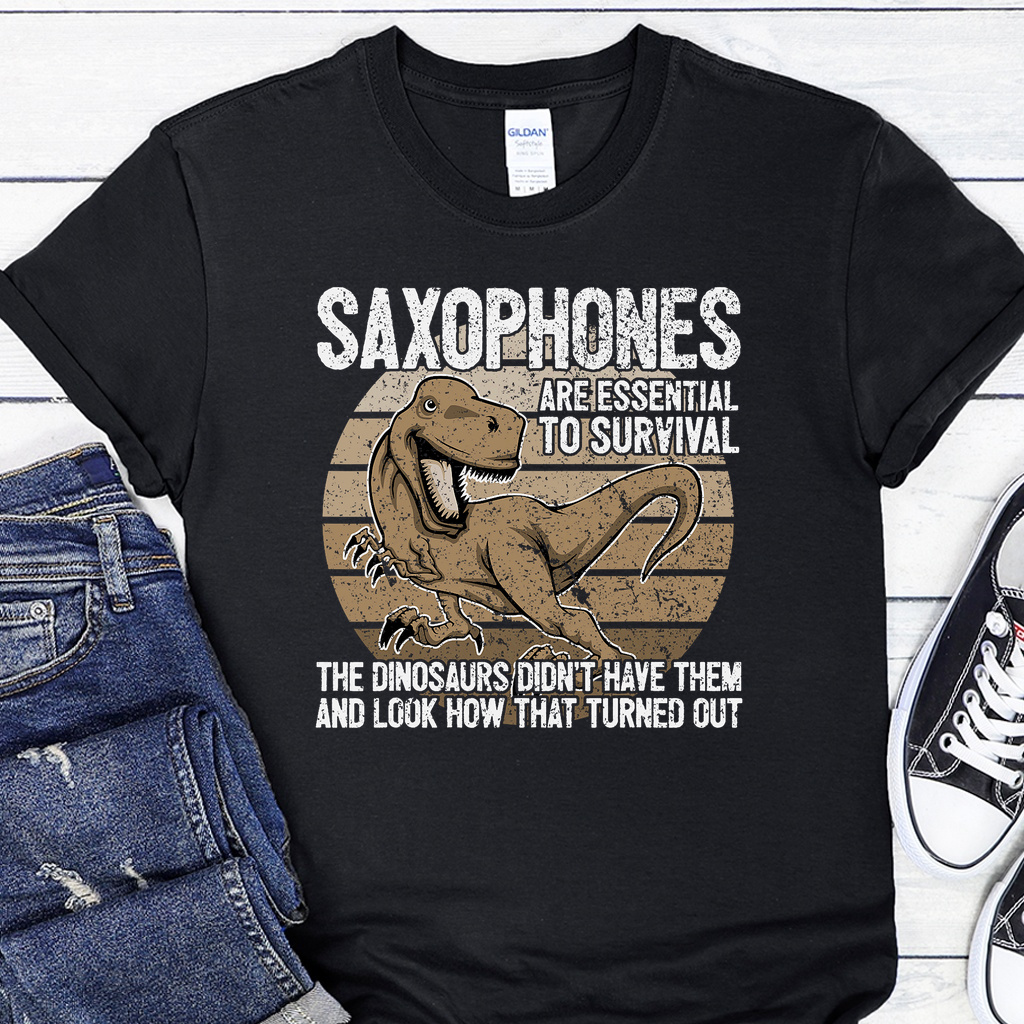 Pánské / Dámské tričko - Saxofonový dinosaurus