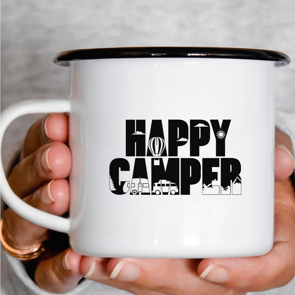 Smaltový plecháček - Happy Camper