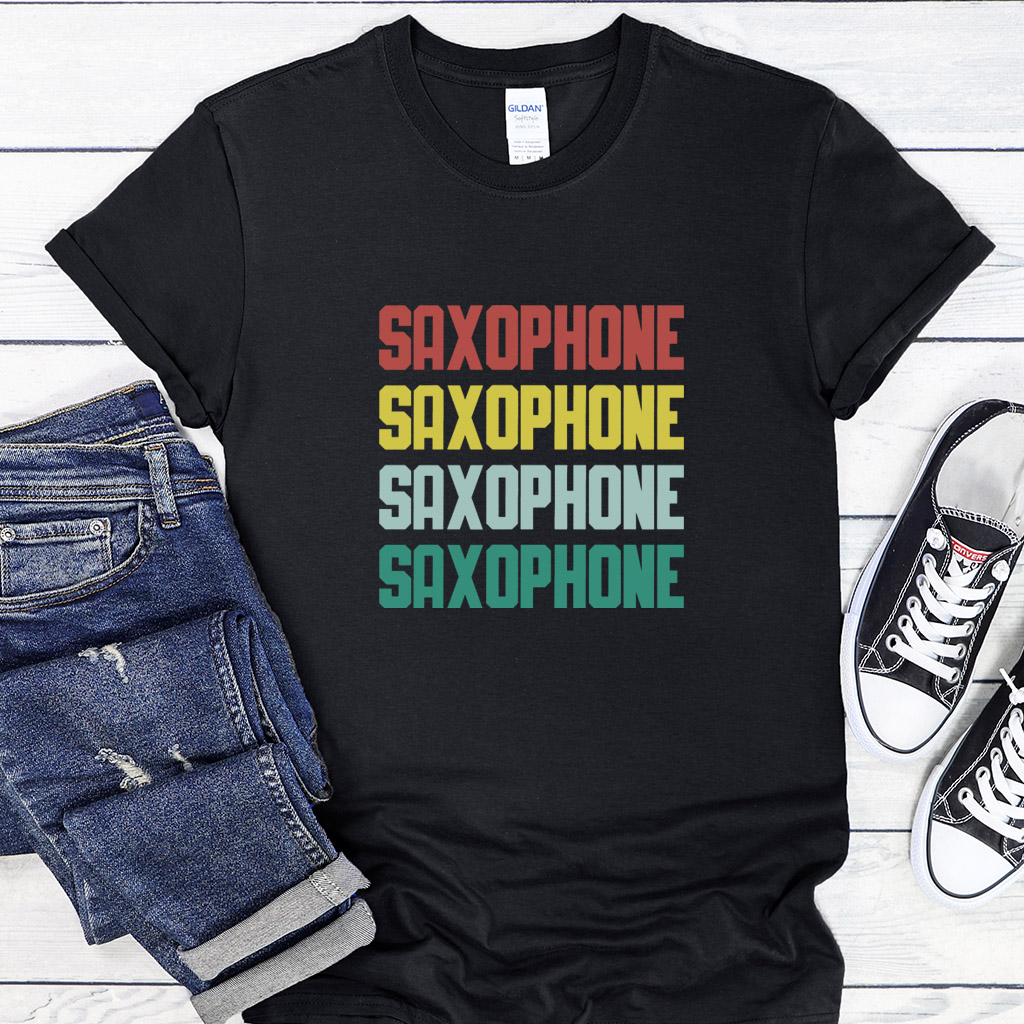 Pánské/dámské tričko Saxophone text multicolor
