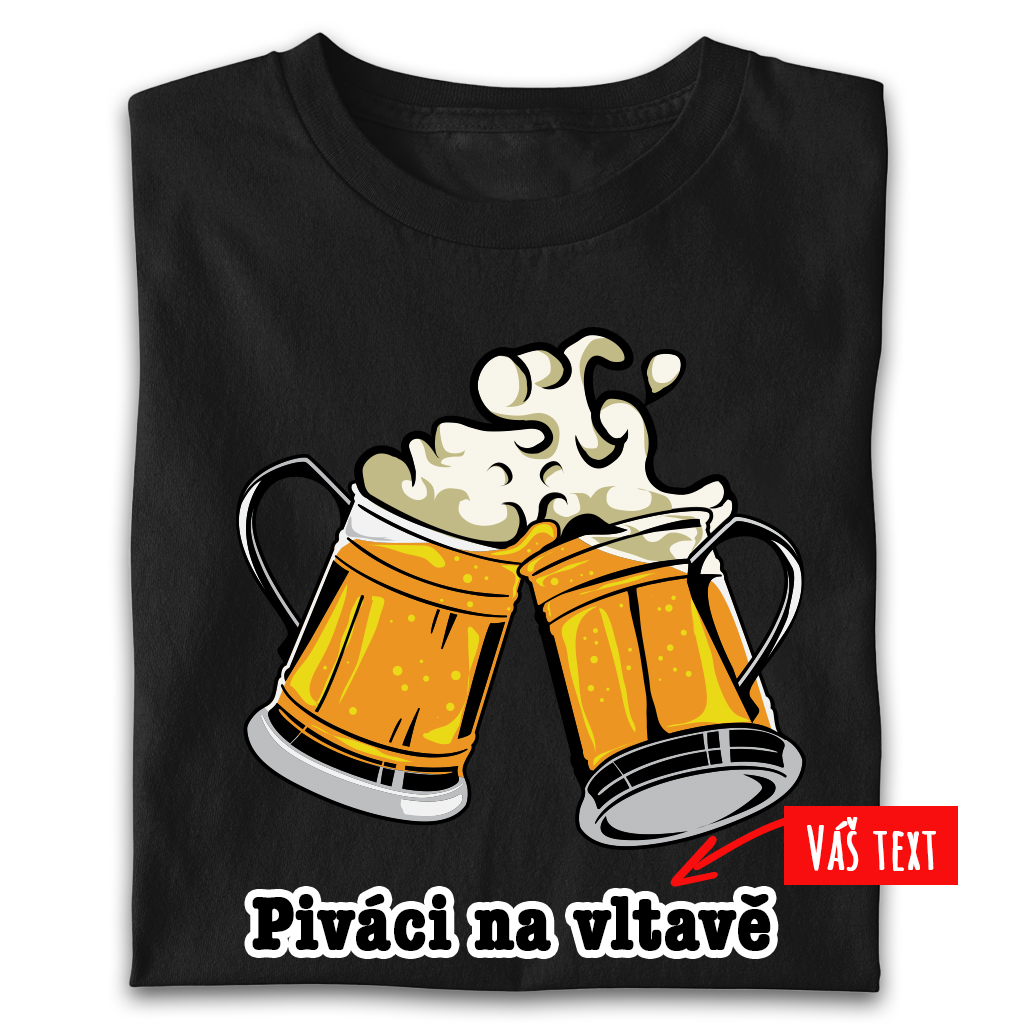 Pánské tričko vodácké - Dva půllitry (vlastní text vpředu i vzadu)