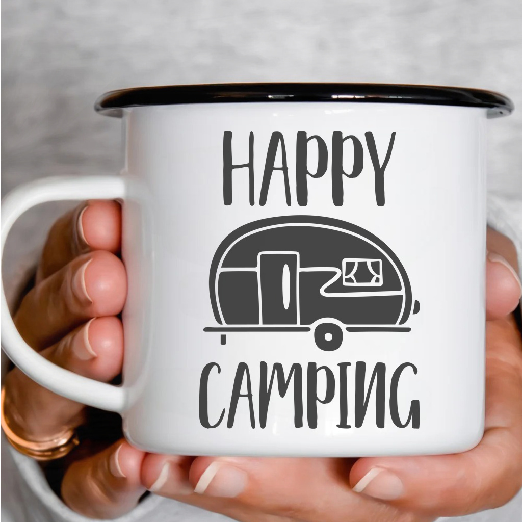 Smaltový plecháček - Happy Camping