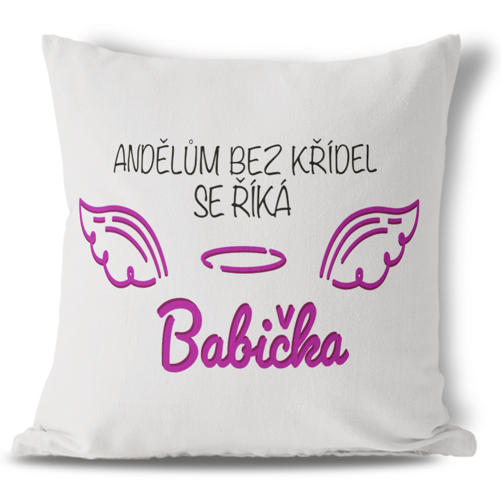 Polštářek Andělé bez křídel-babička pure