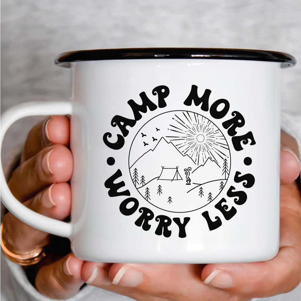 Smaltový plecháček - Camp More Worry Less