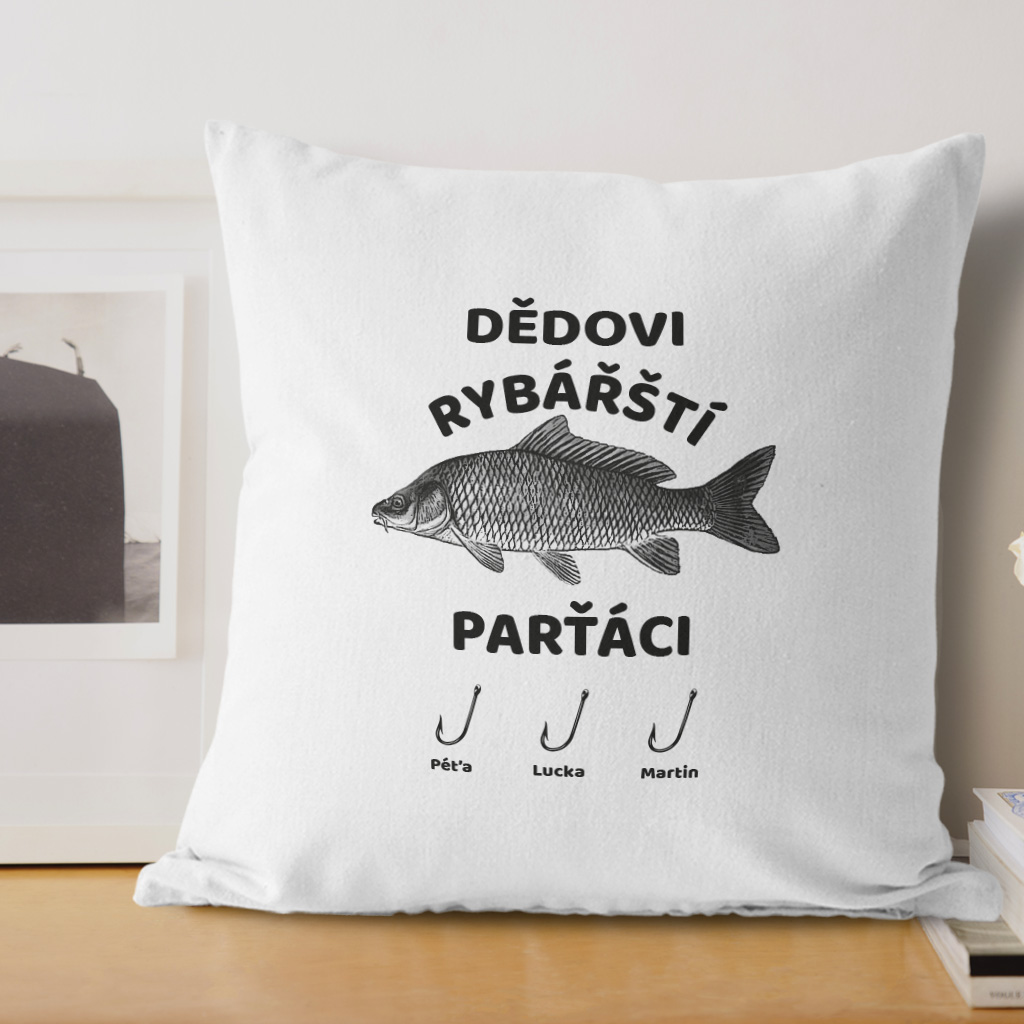 Polštářek Dědovi rybářští parťáci (potisk na přání)