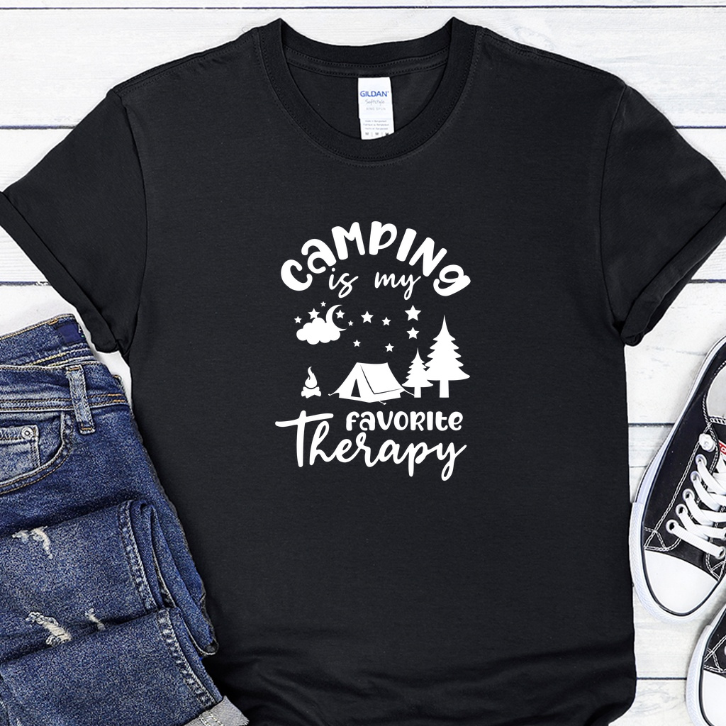 Dámské / Pánské tričko - Camping Is My Favorite Therapy