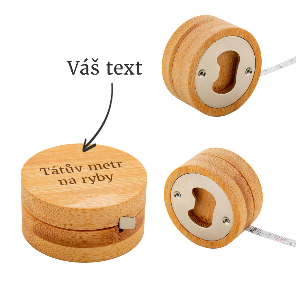 Bambusový otvírák s metrem a vlastním textem