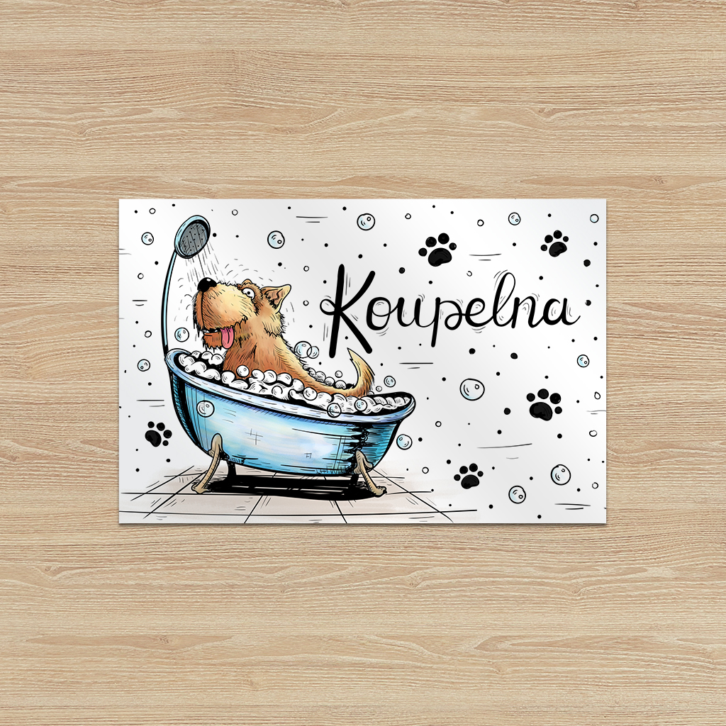 Plechová destička psí Koupelna (15x10cm)