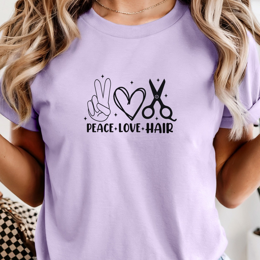 Dámské tričko - Peace, Love and Scissors (pro kadeřnici)