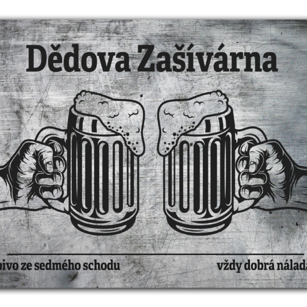 Plechová destička - Dědova zašívárna