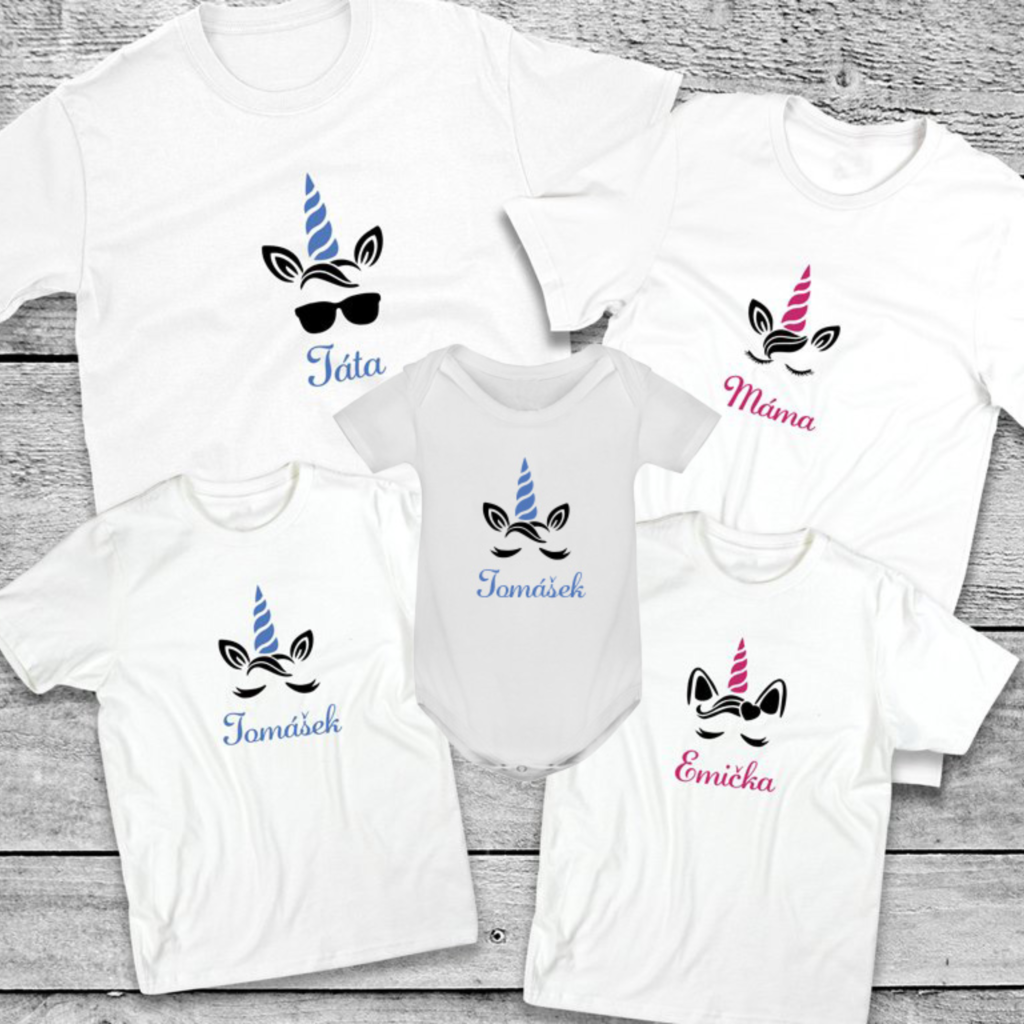 Set triček - Unicorns Family