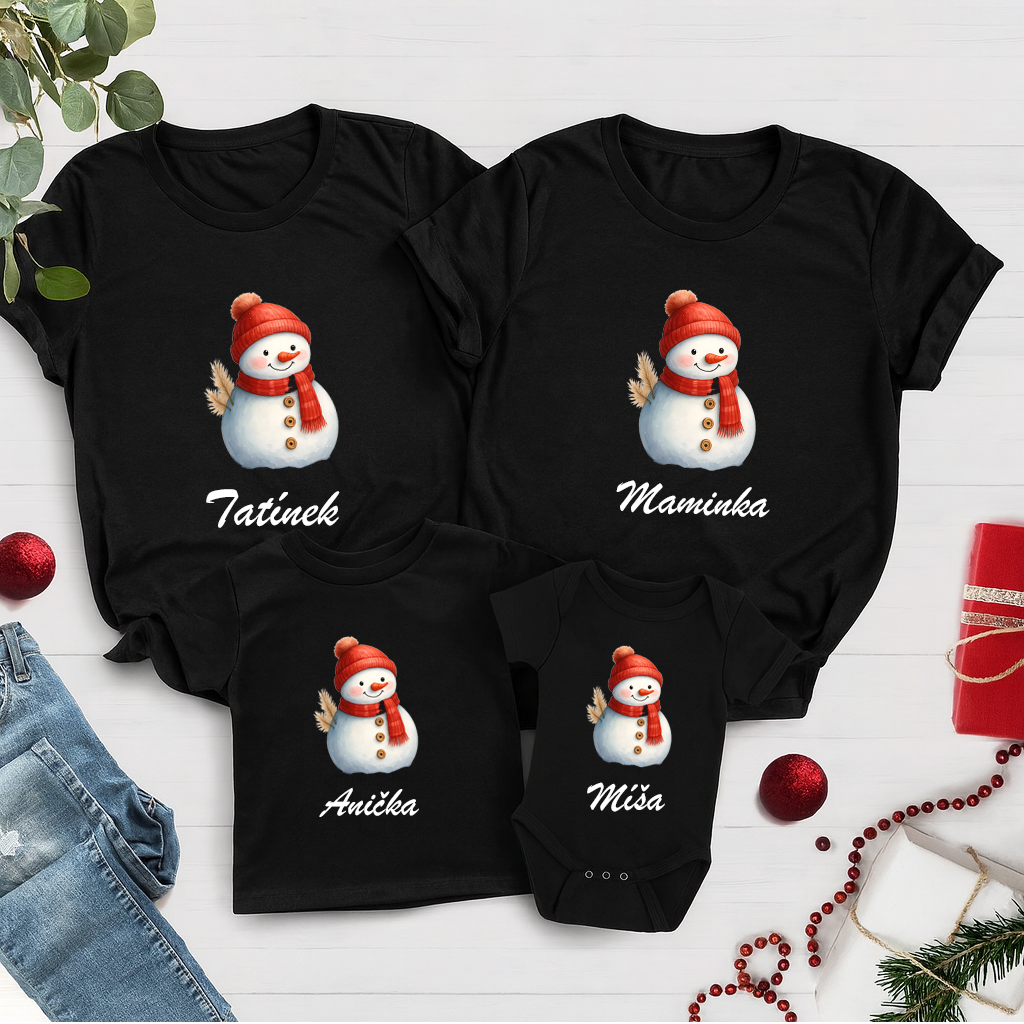 Set vánočních triček - Sněhulák (vlastní jména)