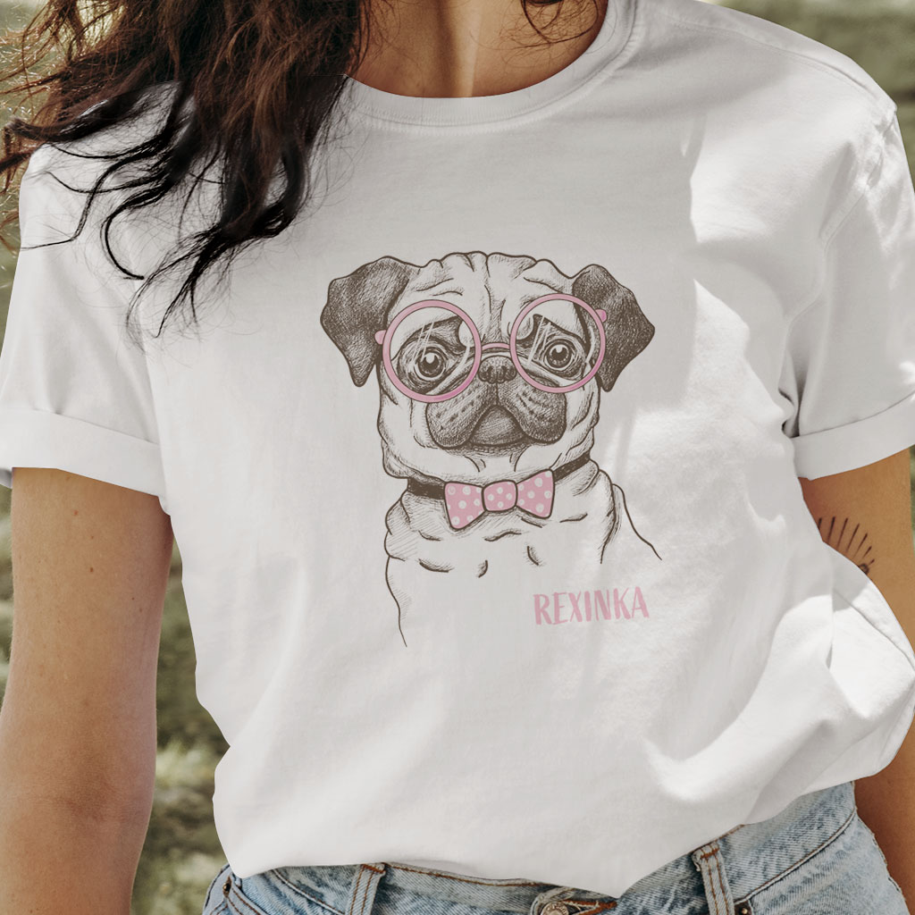 Pánské / Dámské tričko Mopsí slečna (jméno na přání)