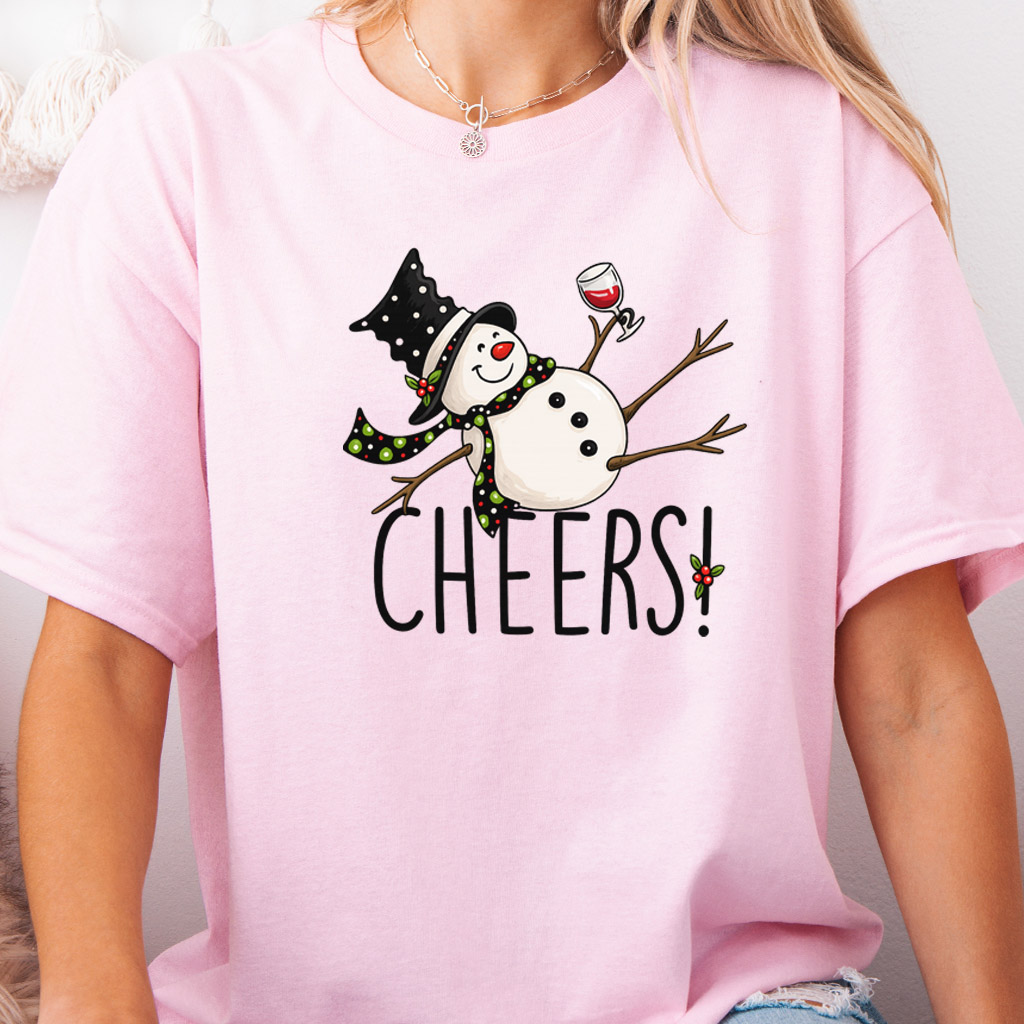 Pánské/Dámské tričko - Sněhulák s vínem „Cheers!“