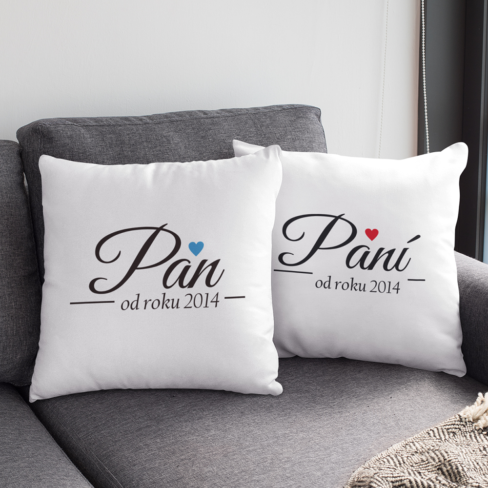 Polštářky párové Pan a Paní (vlastní datum)