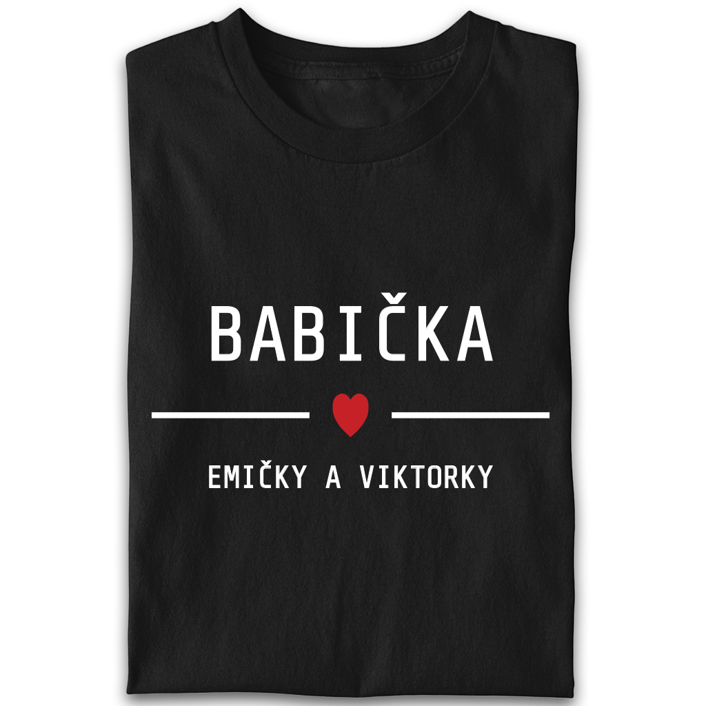 Dámské tričko Babička (jména dětí)