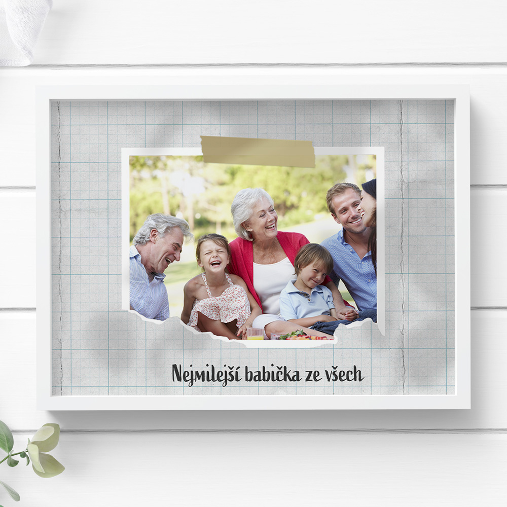 Obraz s vlastní fotografií a textem