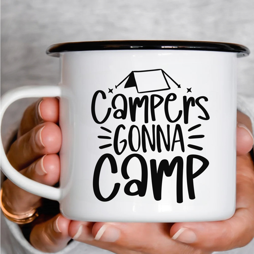 Smaltový plecháček - Campers Gonna Camp