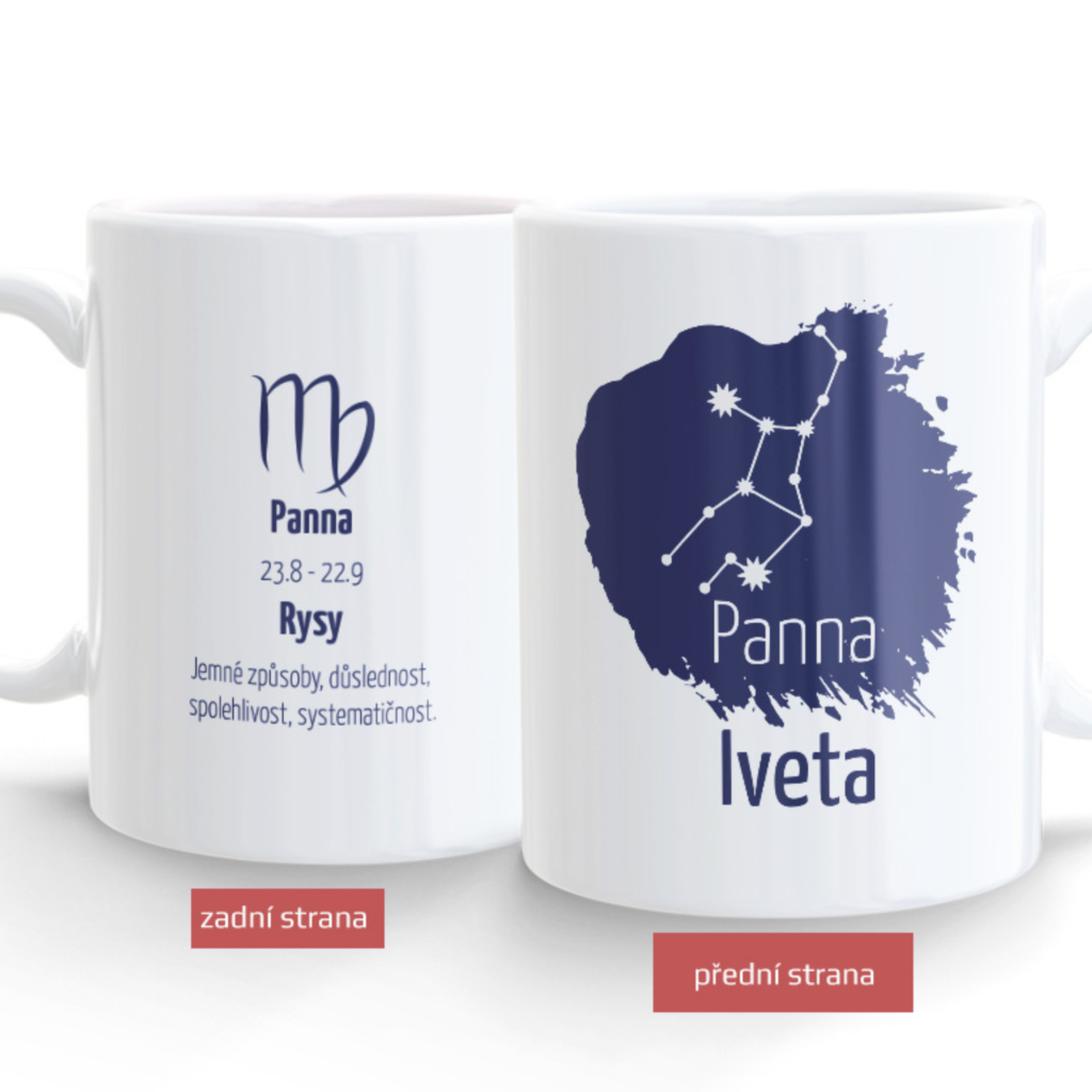 Hrneček Znamení zvěrokruhu - panna (jméno na přání)