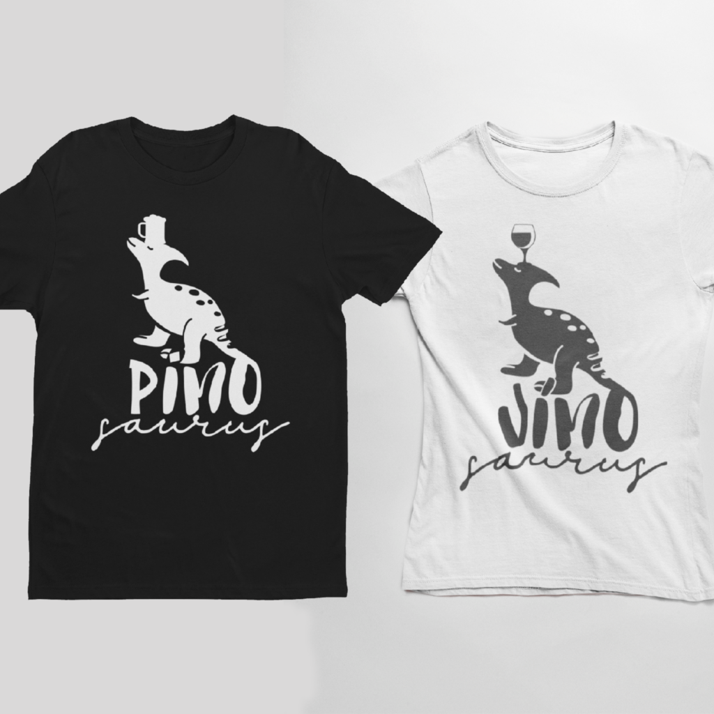 Párová trička Pivosaurus & Vínosaurus (cena za obě trička)