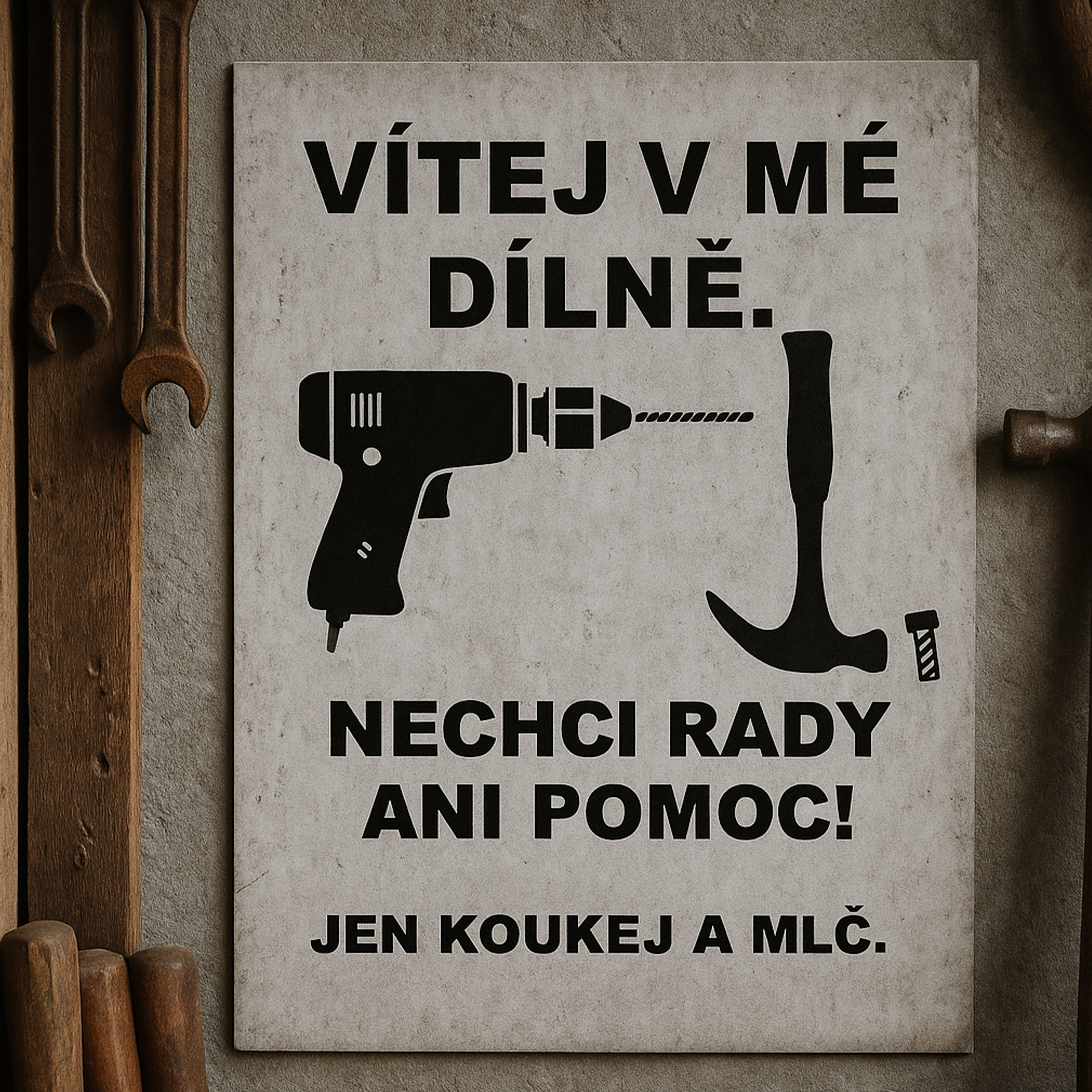 Plechová destička - Vítej v mé dílně