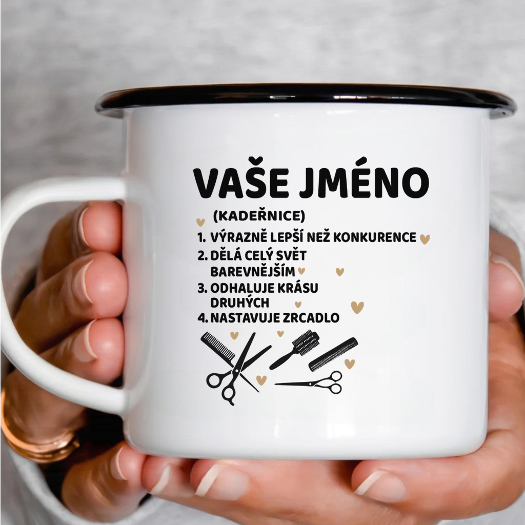 Smaltový plecháček - Nejlepší kadeřnce v okolí (jméno na přání)