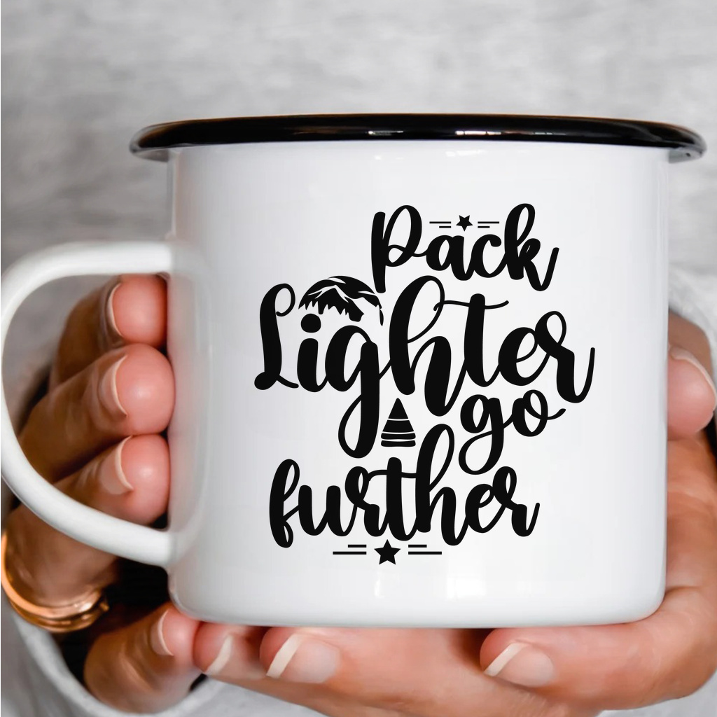 Smaltový plecháček - Pack Lighter Go Further
