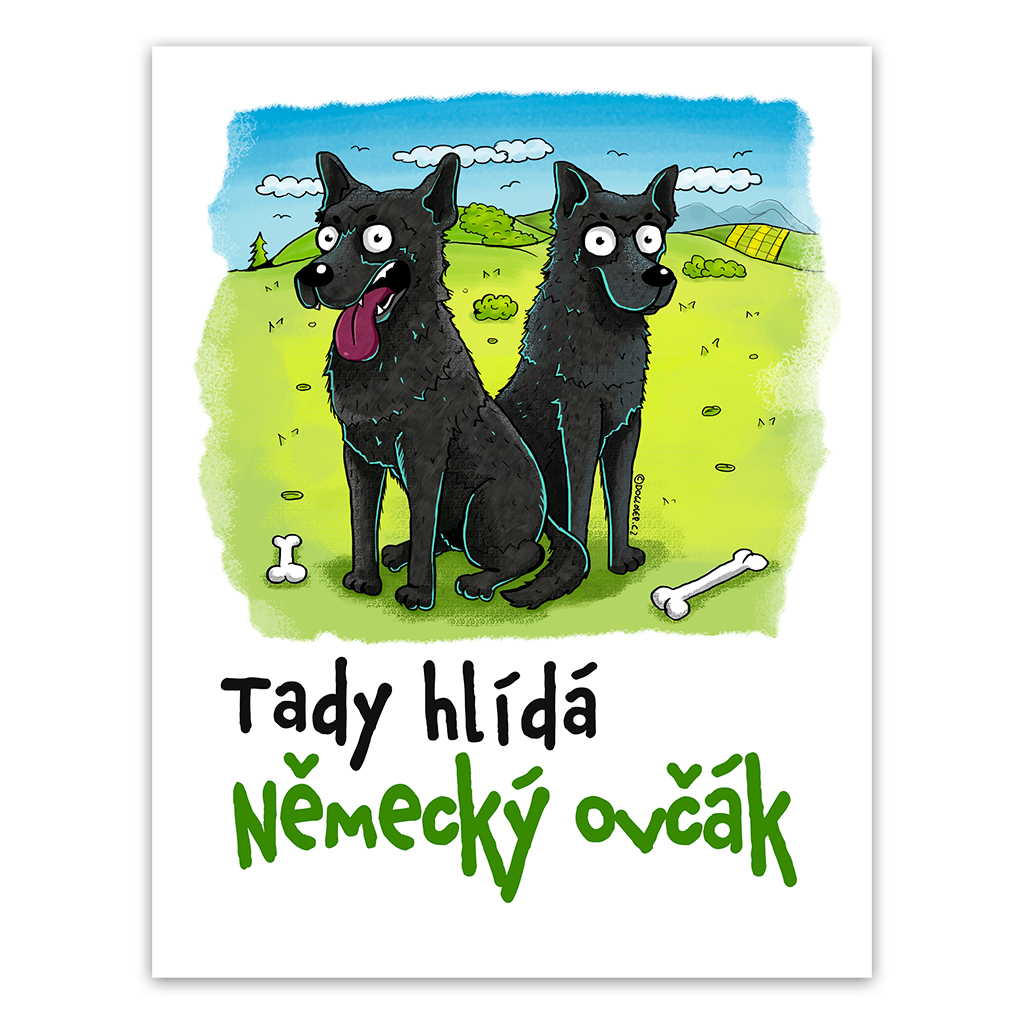 Plechová cedulka Tady hlídá Německý ovčák