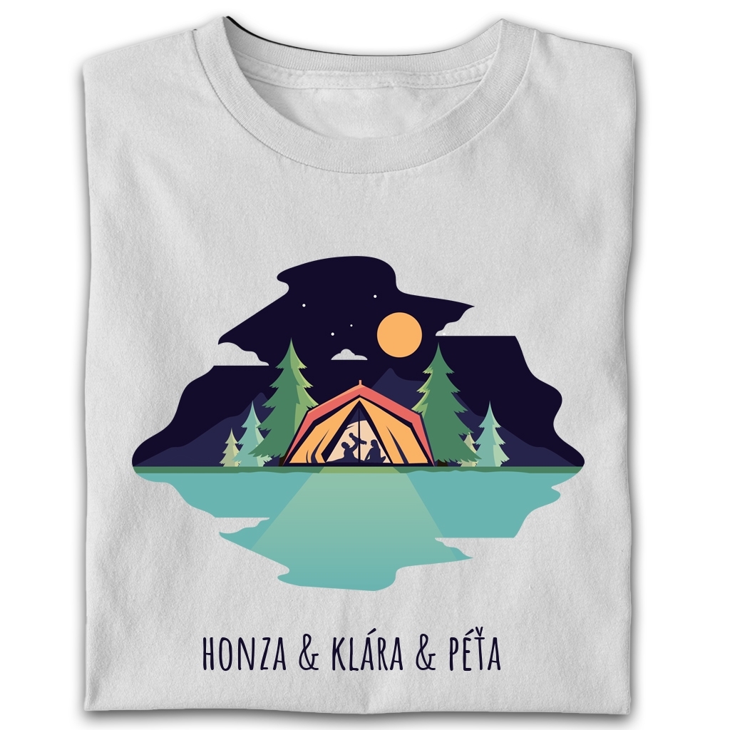 Pánské/Dámské tričko Family camping (vlastní text)