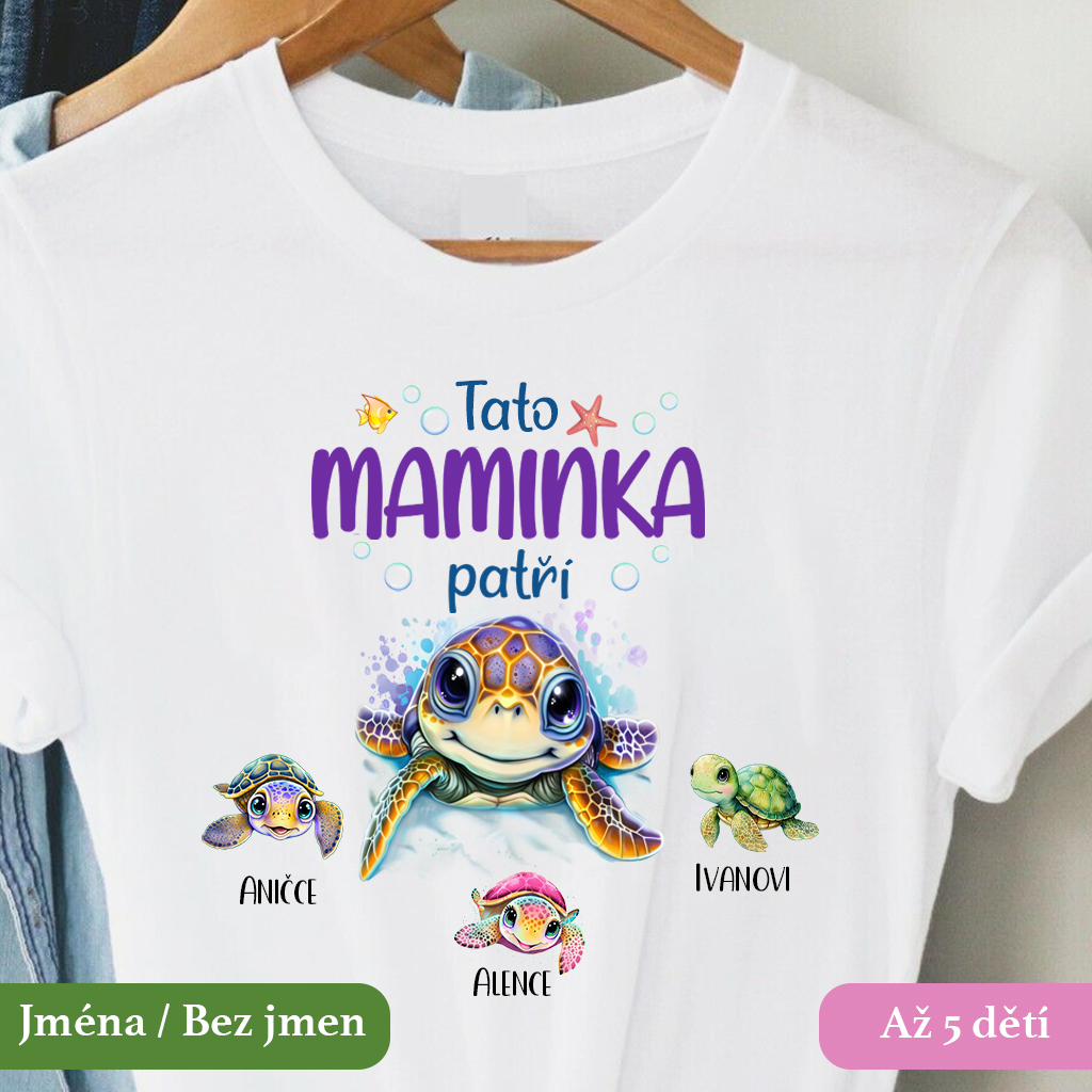 Dámské tričko Želvy maminka (1-5 dětí)