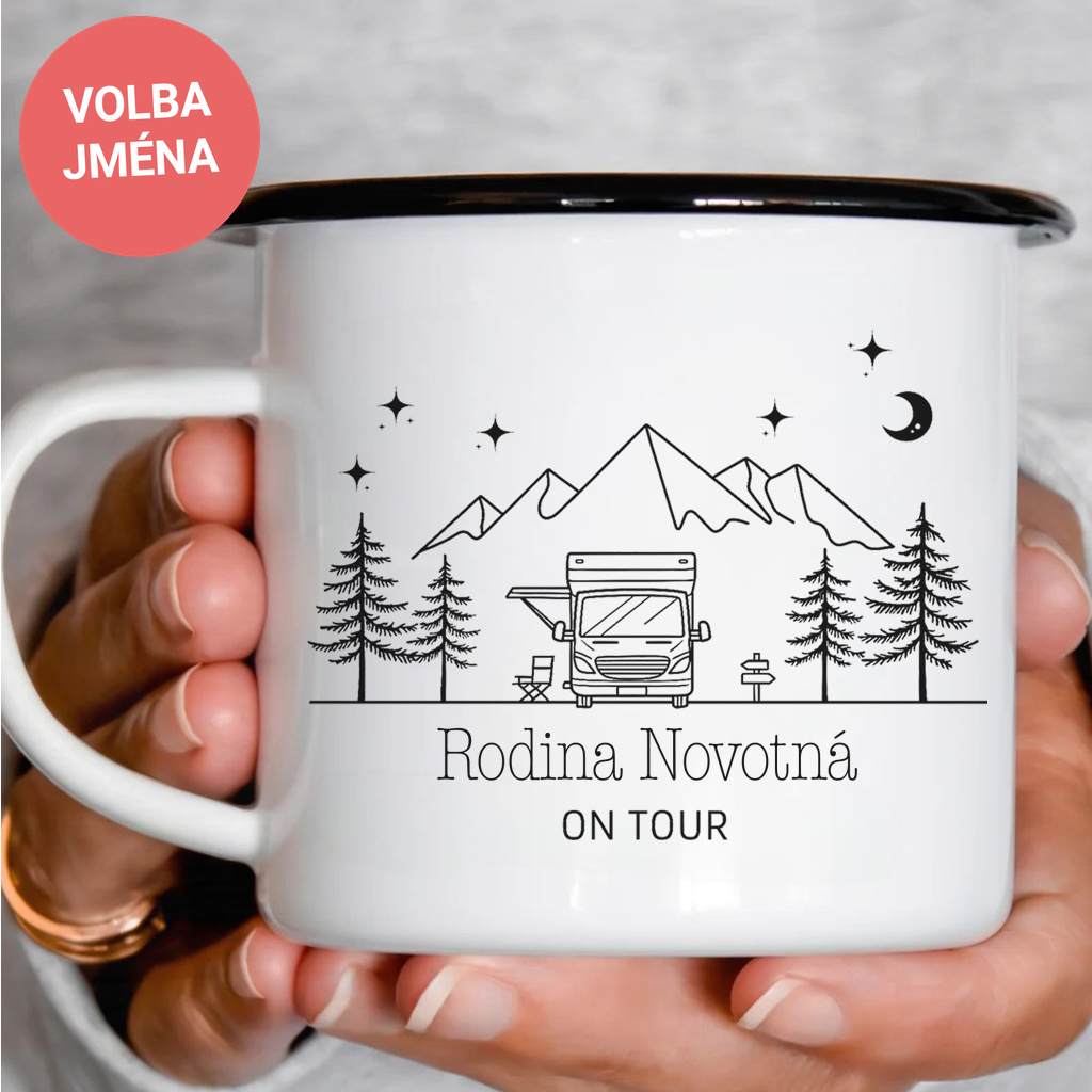 Smaltový plecháček - Rodina on Tour (jméno na přání)