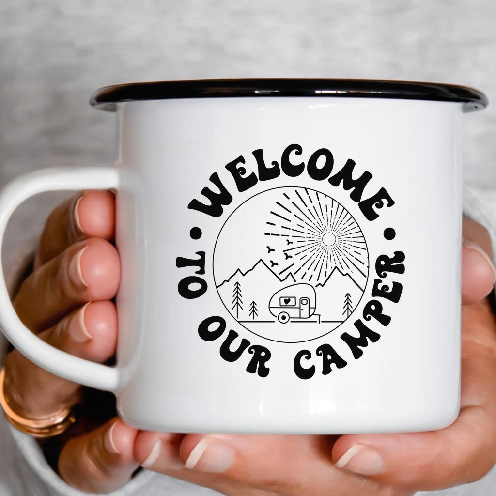 Smaltový plecháček - Welcome to Our Camper