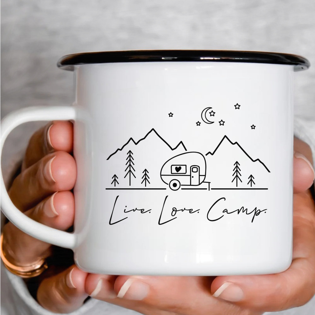 Smaltový plecháček - Live Love Camp handraw