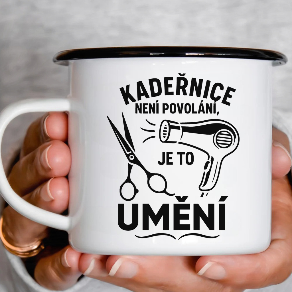Smaltový plecháček - Kadeřnice je umění