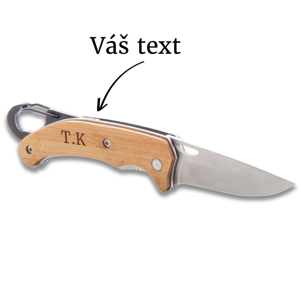 Skládací kapesní nůž z bambusu s gravírováním