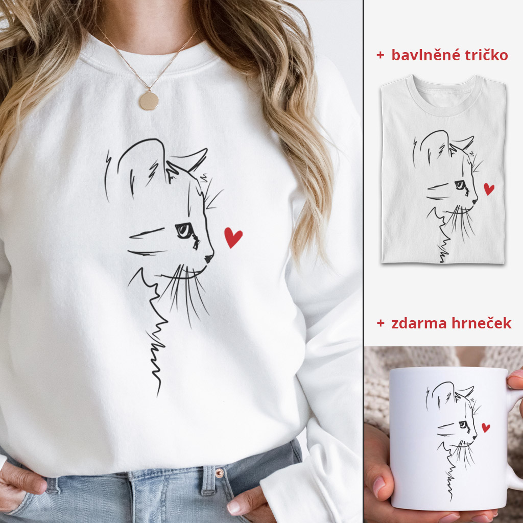 Set pro kočičí milovníky Mikina + Tričko + Hrneček SLEVA 50%