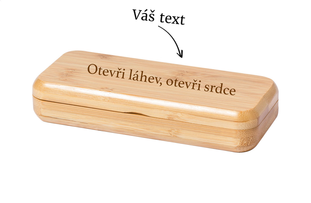 Bambusová vývrtka v dárkové krabičce s vlastním gravírováním