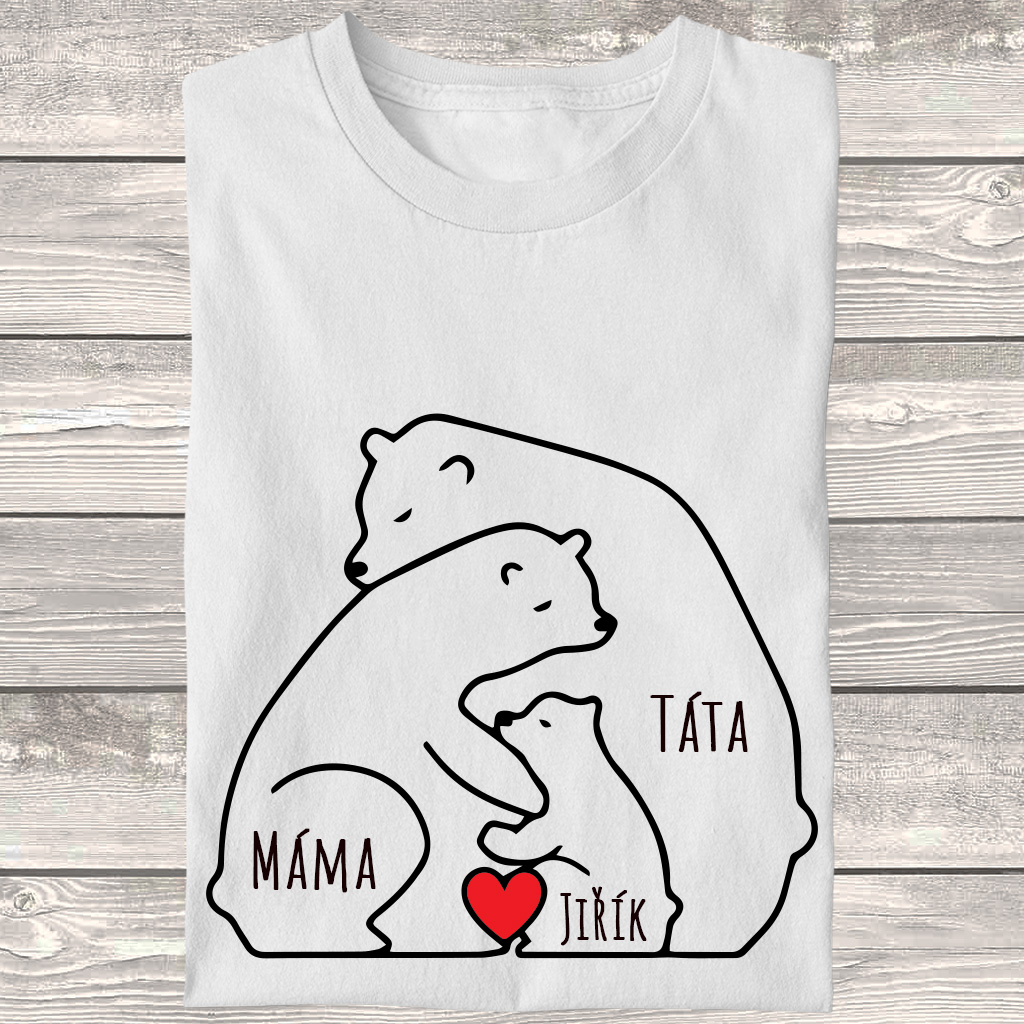 Dámské tričko Medvědí rodinka (jména dětí)