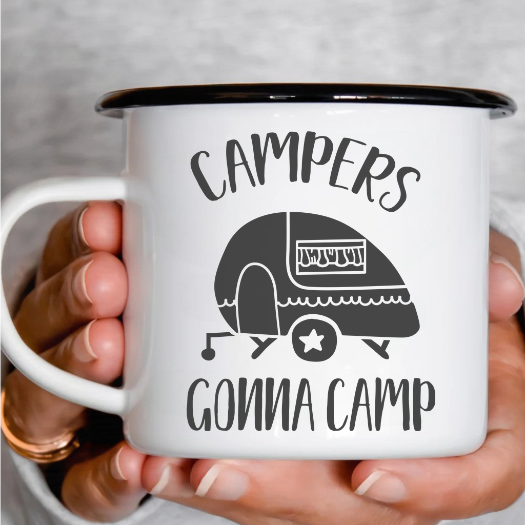 Smaltový plecháček - Campers Gonna Camp