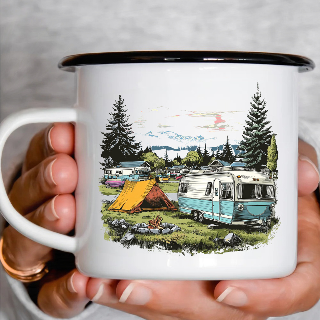 Smaltový plecháček - Caravan AND Tent Camping