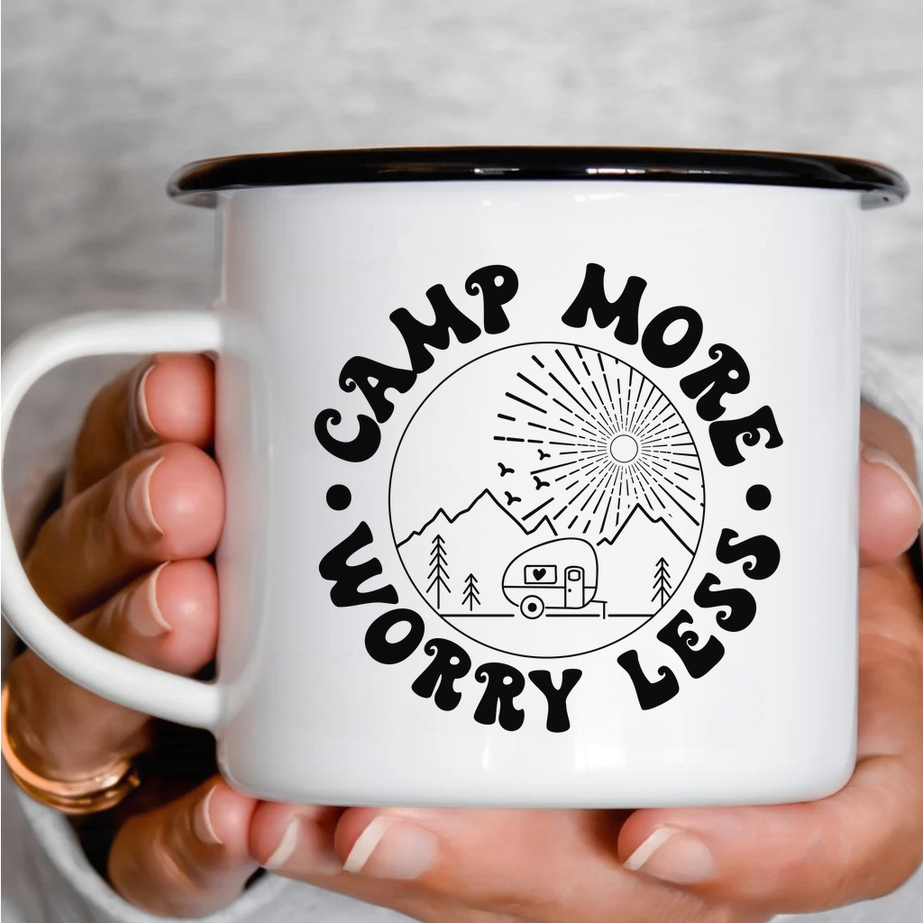 Smaltový plecháček - Camp More Worry Less