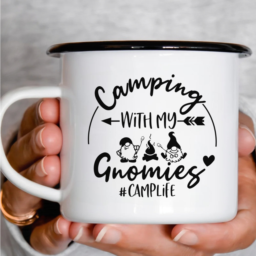 Smaltový plecháček - Camping with My Gnomies